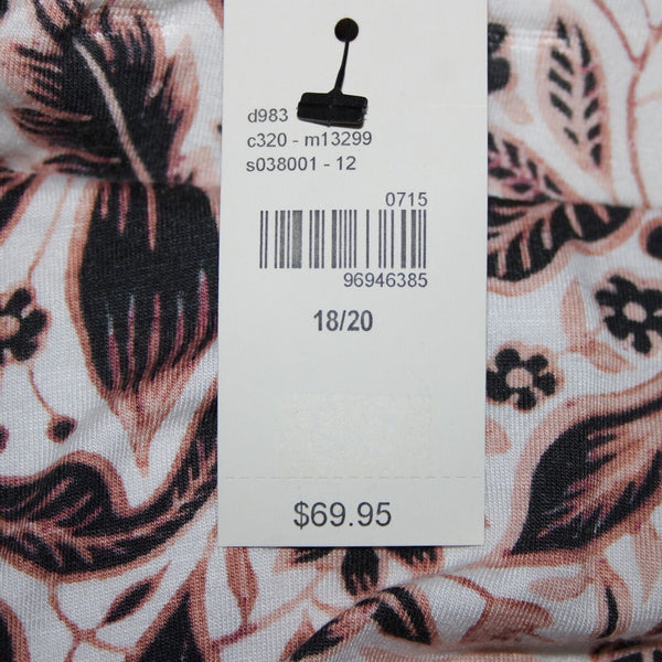 Lane Bryant NEW $70 Sz 18/20 White Black Tan Elastic Waist Rayon Spandex Skirt