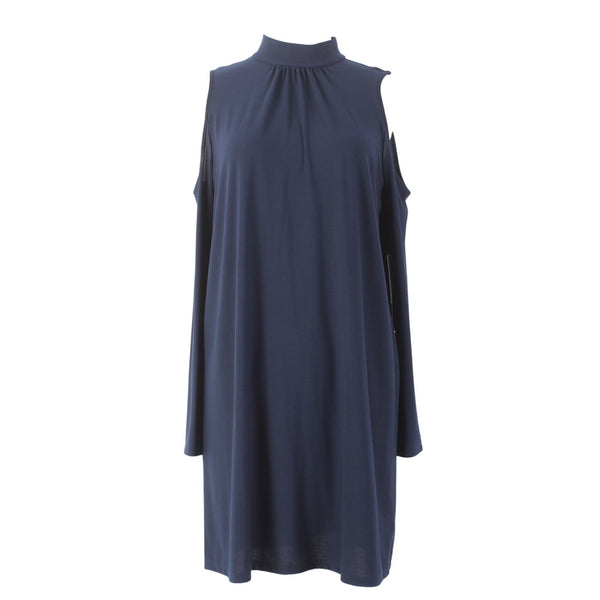 Kensie Dress NEW Sz M Navy Blue Cold Shoulder Turtleneck Poly Spandex Dress