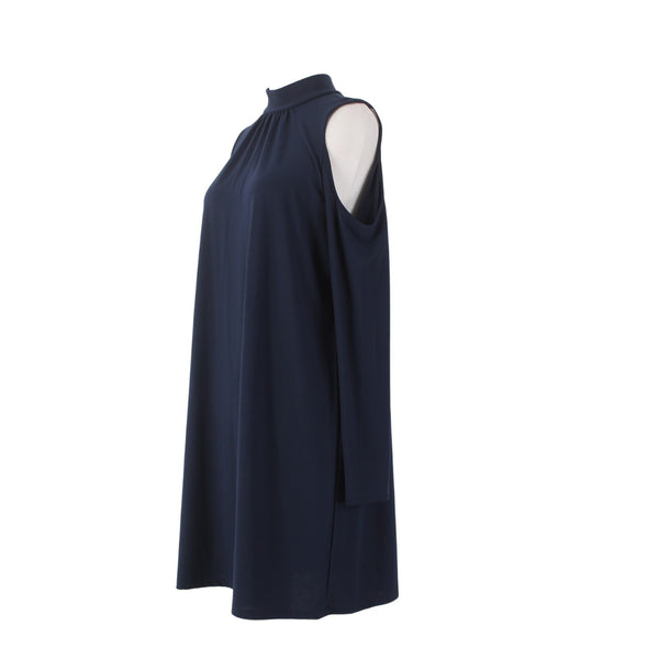Kensie Dress NEW Sz M Navy Blue Cold Shoulder Turtleneck Poly Spandex Dress