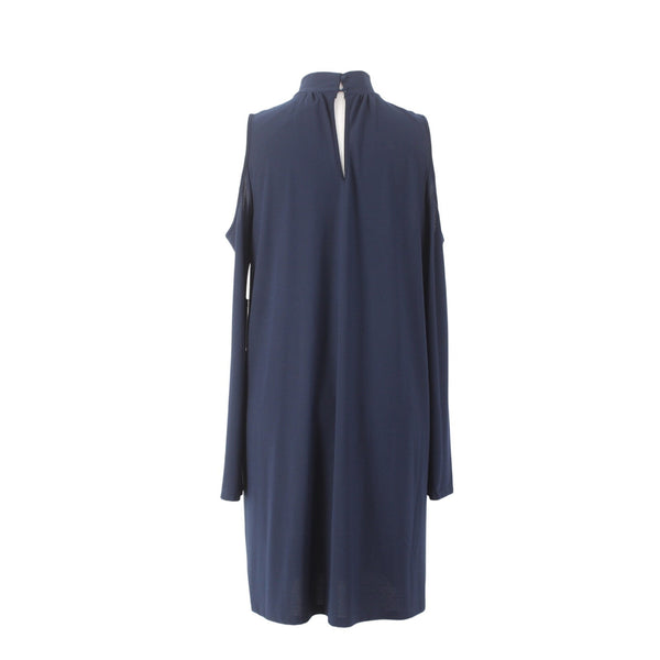 Kensie Dress NEW Sz M Navy Blue Cold Shoulder Turtleneck Poly Spandex Dress