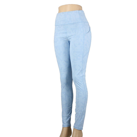 Fabletics NEW $80 Pure Luxe Sz L x 31 Lt Blue Oasis Pocket Polyester AW Pant