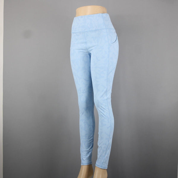 Fabletics NEW $80 Pure Luxe Sz L x 31 Lt Blue Oasis Pocket Polyester AW Pant