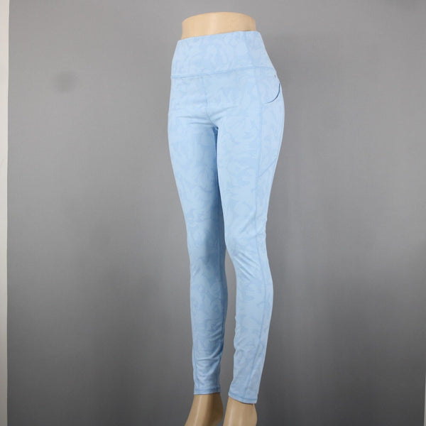Fabletics NEW $80 Pure Luxe Sz L x 31 Lt Blue Oasis Pocket Polyester AW Pant