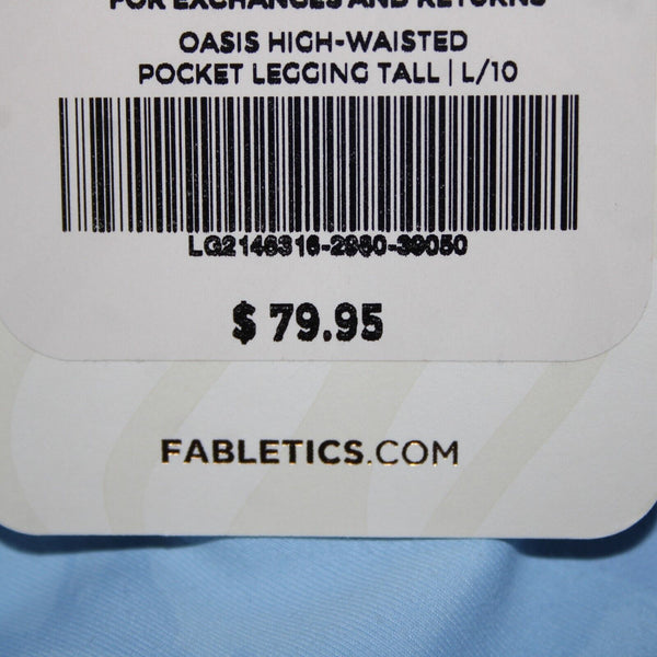 Fabletics NEW $80 Pure Luxe Sz L x 31 Lt Blue Oasis Pocket Polyester AW Pant