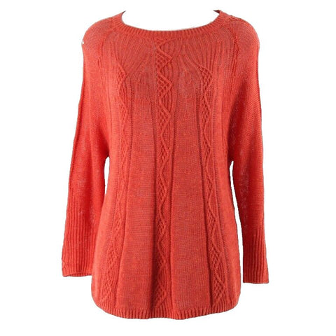 Rosie Neira Sz S Dark Coral Loose Weave Linen Boho Viscose Cotton Sweater