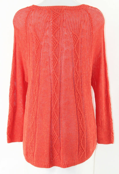 Rosie Neira Sz S Dark Coral Loose Weave Linen Boho Viscose Cotton Sweater
