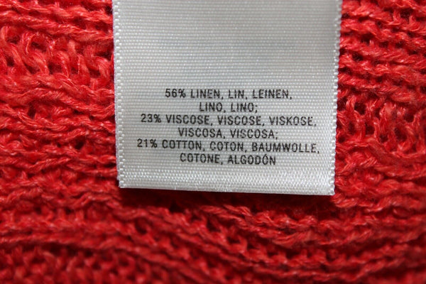 Rosie Neira Sz S Dark Coral Loose Weave Linen Boho Viscose Cotton Sweater