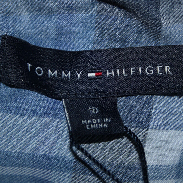 Tommy Hilfiger NEW $120 Monterey Sz 10 Blue White Aqua Plaid Asymm Poly Dress