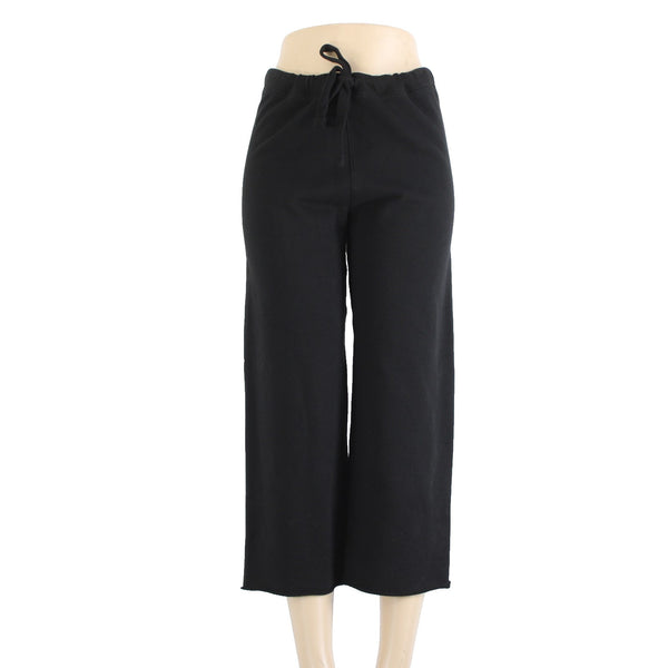 Frank Eileen Pant Sz S x 24 Black Elastic Waist 100% Cotton Ankle Pant