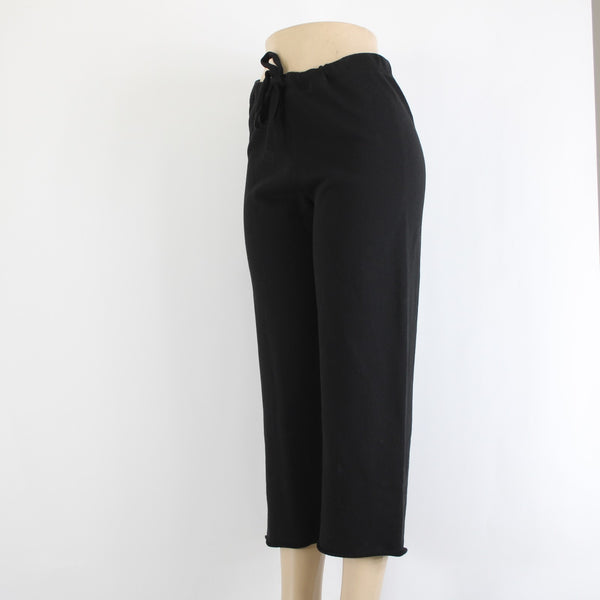 Frank Eileen Pant Sz S x 24 Black Elastic Waist 100% Cotton Ankle Pant