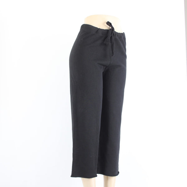 Frank Eileen Pant Sz S x 24 Black Elastic Waist 100% Cotton Ankle Pant