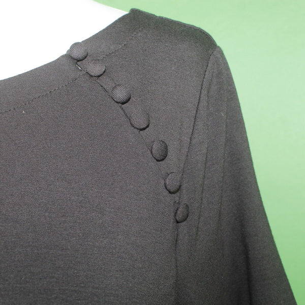 Loft NEW $70 Sz S Black Button Detail A Line Pullover Rayon Spandex Knit Dress