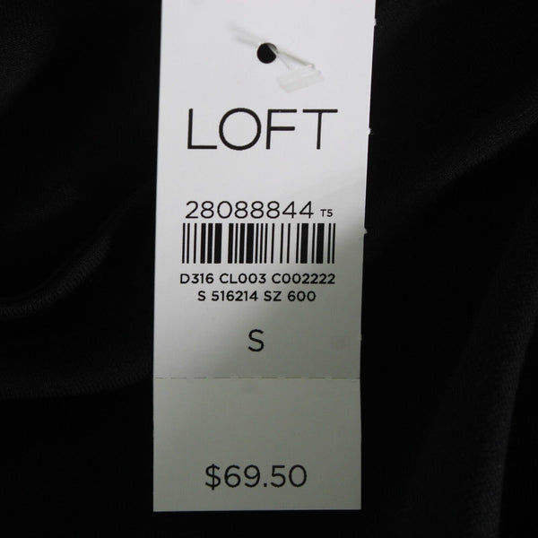 Loft NEW $70 Sz S Black Button Detail A Line Pullover Rayon Spandex Knit Dress