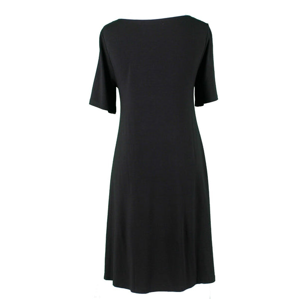 Loft NEW $70 Sz S Black Button Detail A Line Pullover Rayon Spandex Knit Dress