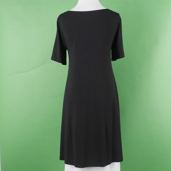 Loft NEW $70 Sz S Black Button Detail A Line Pullover Rayon Spandex Knit Dress