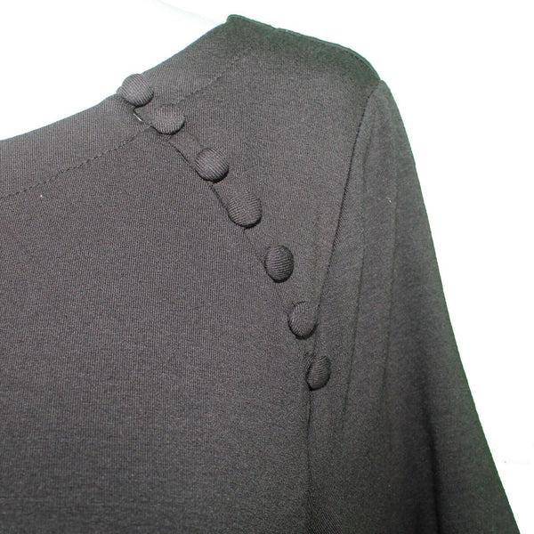 Loft NEW $70 Sz S Black Button Detail A Line Pullover Rayon Spandex Knit Dress