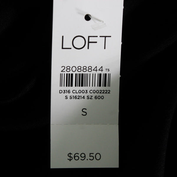 Loft NEW $70 Sz S Black Button Detail A Line Pullover Rayon Spandex Knit Dress