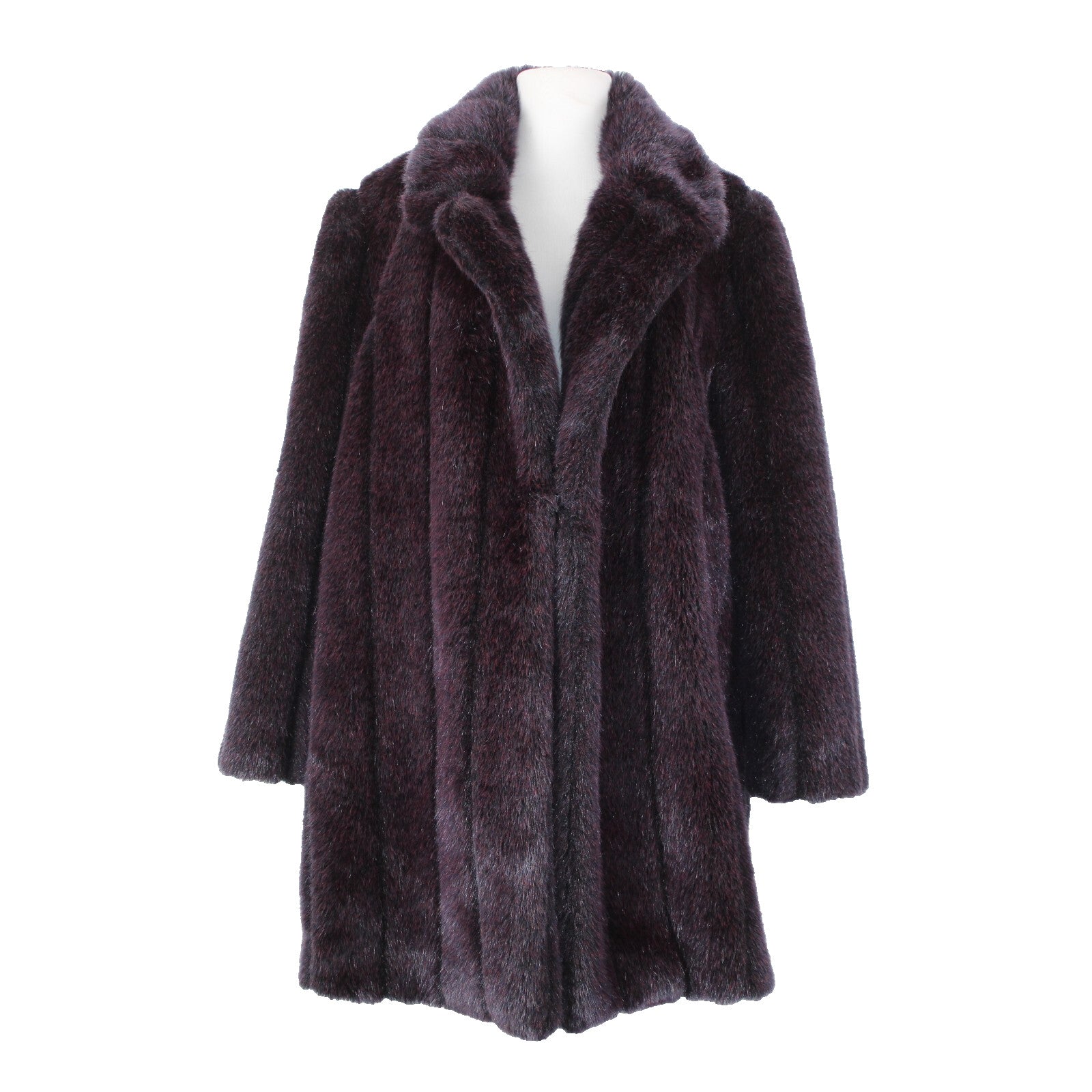 Ellen Tracy Sz 6 Purple Faux Fur Lined Collared Pockets Acrylic Polyester Coat
