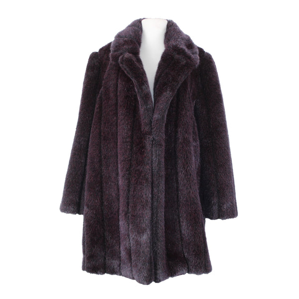 Ellen Tracy Sz 6 Purple Faux Fur Lined Collared Pockets Acrylic Polyester Coat