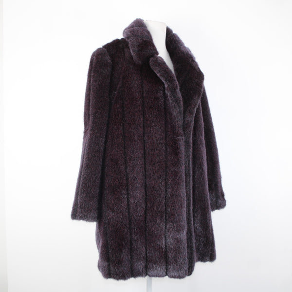 Ellen Tracy Sz 6 Purple Faux Fur Lined Collared Pockets Acrylic Polyester Coat