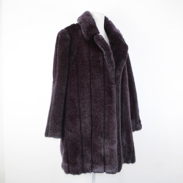 Ellen Tracy Sz 6 Purple Faux Fur Lined Collared Pockets Acrylic Polyester Coat