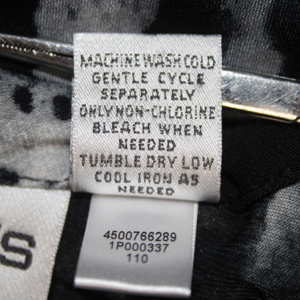Chicos Dress Sz 1 Black White Animal Print Pockets Polyester Spandex Dress