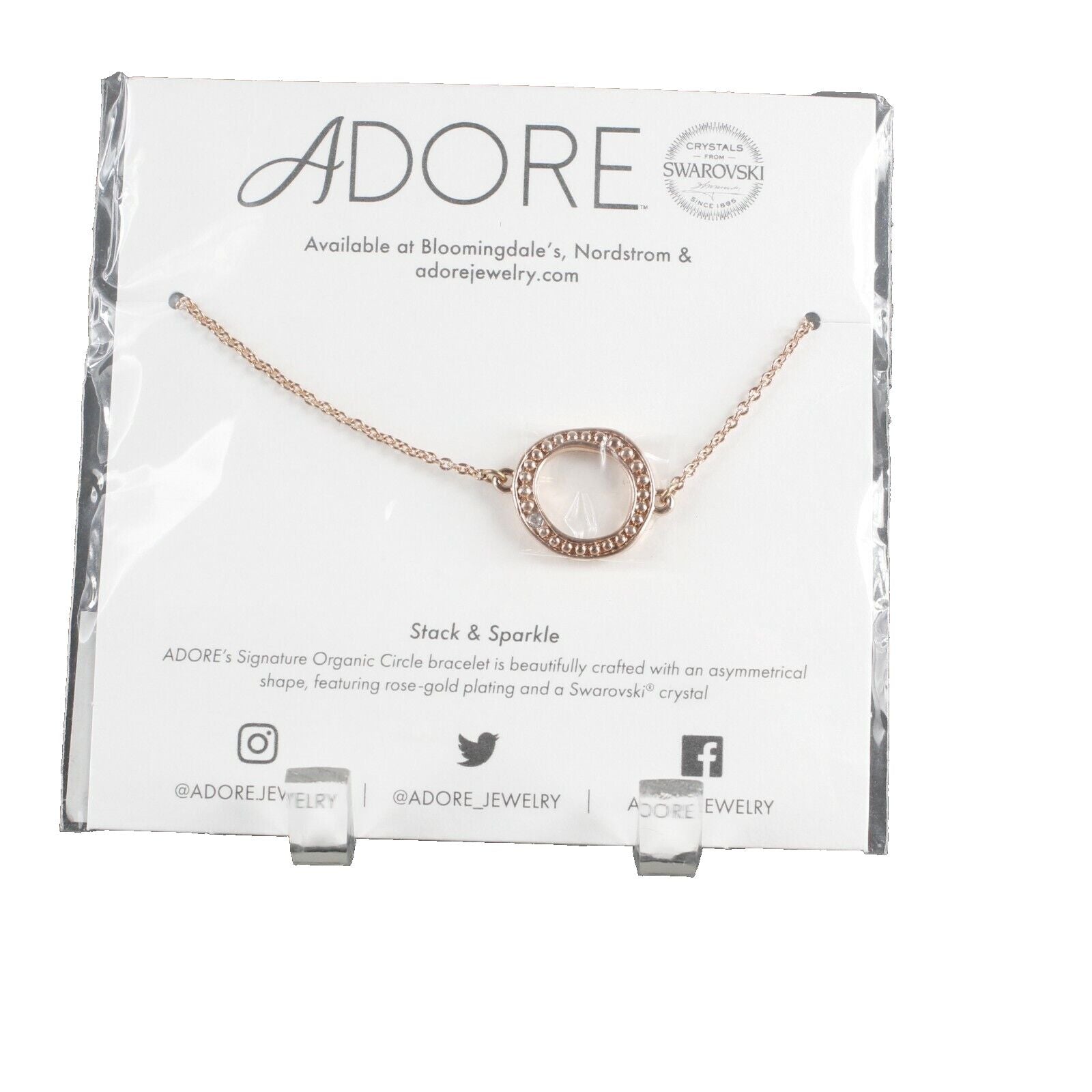Adore NEW Rose Goldtone Stack Sparkle Swarovski Crystal Organic Circle Bracelet