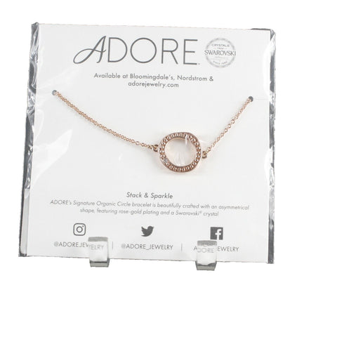 Adore NEW Rose Goldtone Stack Sparkle Swarovski Crystal Organic Circle Bracelet