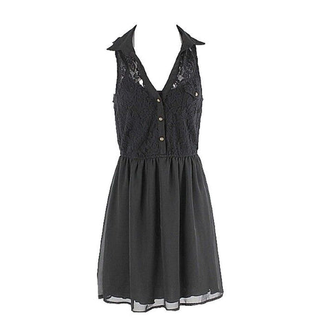 Speechless Sz S Black Lace Top Sheer Lined Skirt Poly Cotton Nylon Dress