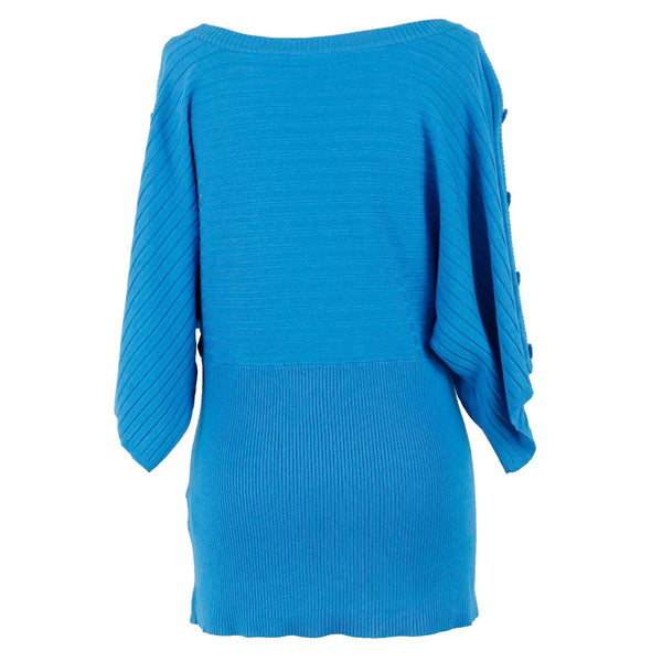 Joseph A NEW $58 Sz L Aqua Ribbed Kimono Sleeve Rayon Blend Knit Sweater Top