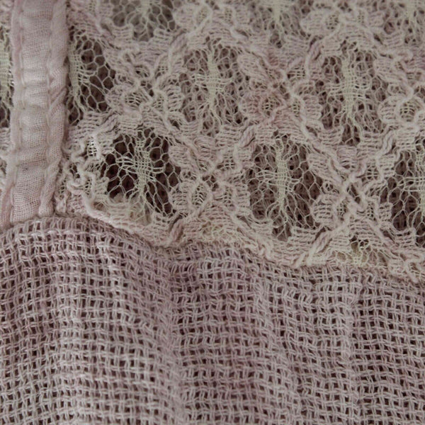 M NEW $100 Sz M Pink Ivory Lace Textured Round Bottom Pullover Woven Top