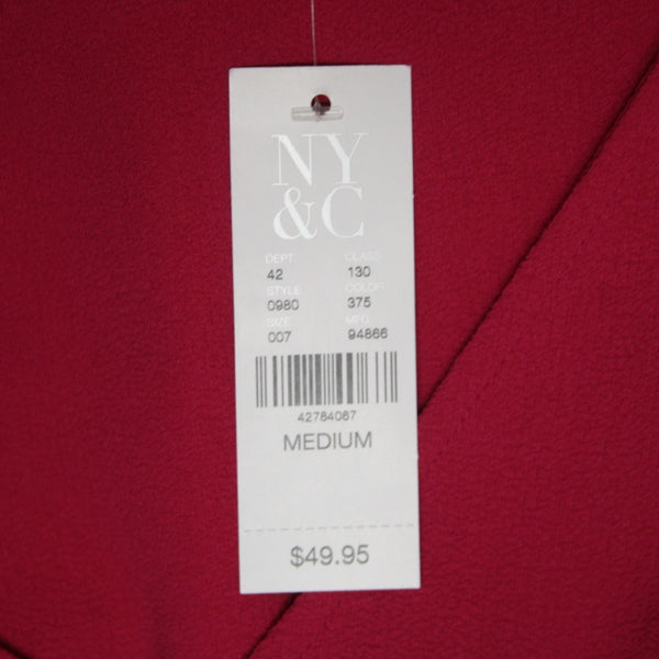 7th Avenue Top NEW $50 Sz M Magenta Pink Bell Sleeve V Neck Poly Spandex Top
