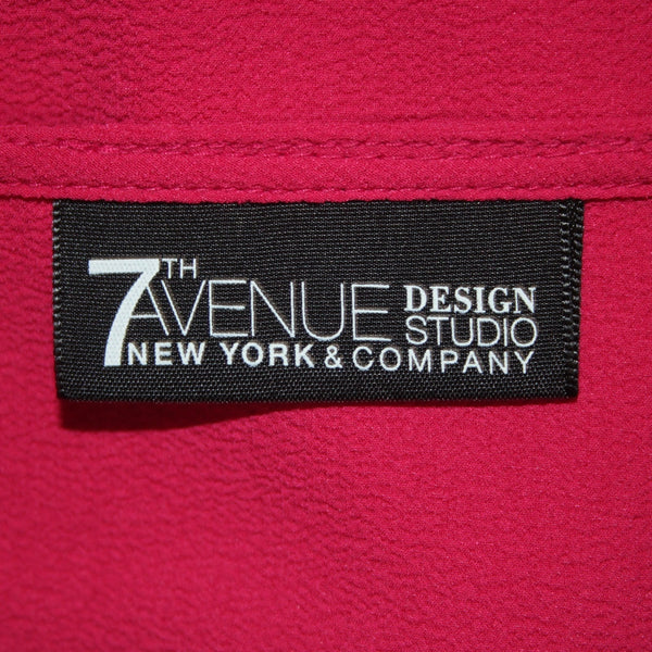 7th Avenue Top NEW $50 Sz M Magenta Pink Bell Sleeve V Neck Poly Spandex Top