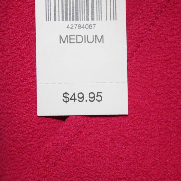 7th Avenue Top NEW $50 Sz M Magenta Pink Bell Sleeve V Neck Poly Spandex Top