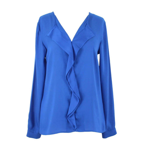 The Limited Sz S Royal Blue Ruffled Pullover 100% Polyester Blouse Top