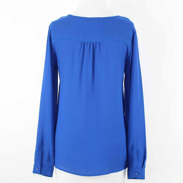 The Limited Sz S Royal Blue Ruffled Pullover 100% Polyester Blouse Top