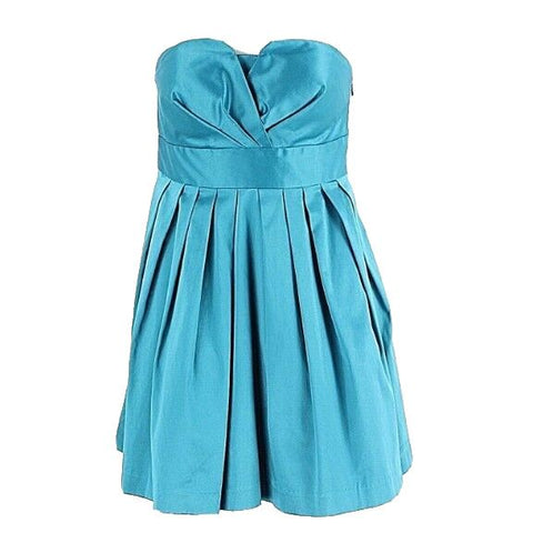 Twenty One Sz M Teal Blue Strapless Lined Polyester Cotton Spandex Dress