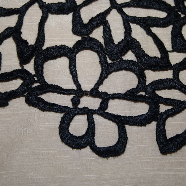 Neiman Marcus Lela Rose Sz S Tan Black Floral Overlay Sleeveless Cotton Silk Top