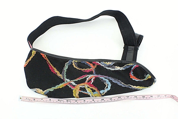 Not Blue Designs Black Multi Embroidered Knit Mixed Media Adjustable Sling