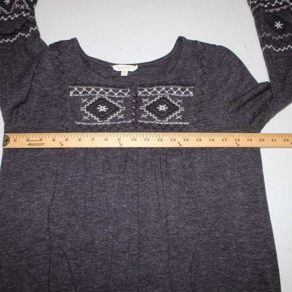 Illa Illa Dress Sz M Gray  Embroidery Unlined Hi Lo Acrylic Nylon Bohemian Dress