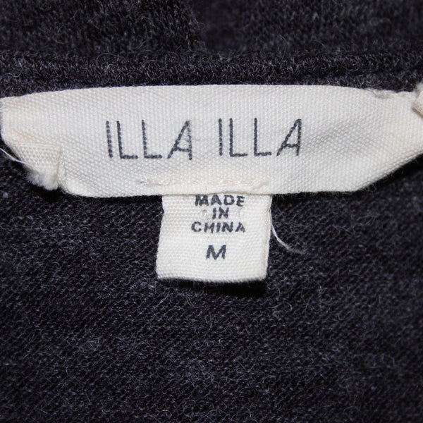 Illa Illa Dress Sz M Gray  Embroidery Unlined Hi Lo Acrylic Nylon Bohemian Dress