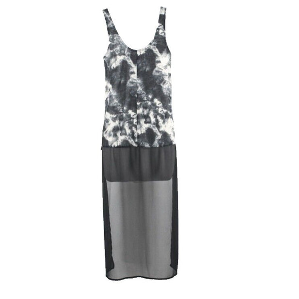 Express Sz XS Black Gray Ivory Hi Extra Long Lo Side Split 100% Poly Top