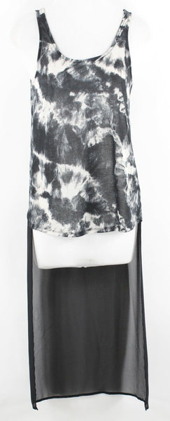 Express Sz XS Black Gray Ivory Hi Extra Long Lo Side Split 100% Poly Top
