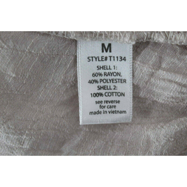 Sugar Rain Sz M Beige Back Crochet Elastic Hem Rayon Poly Cotton Top