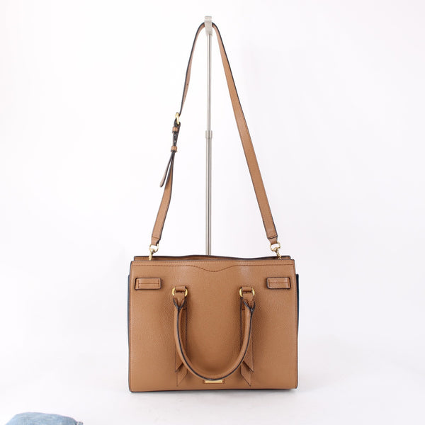 Rebecca Minkoff Purse 12 x 10 x 5 Brown Gold Inner Pockets Shoulder Crossbody