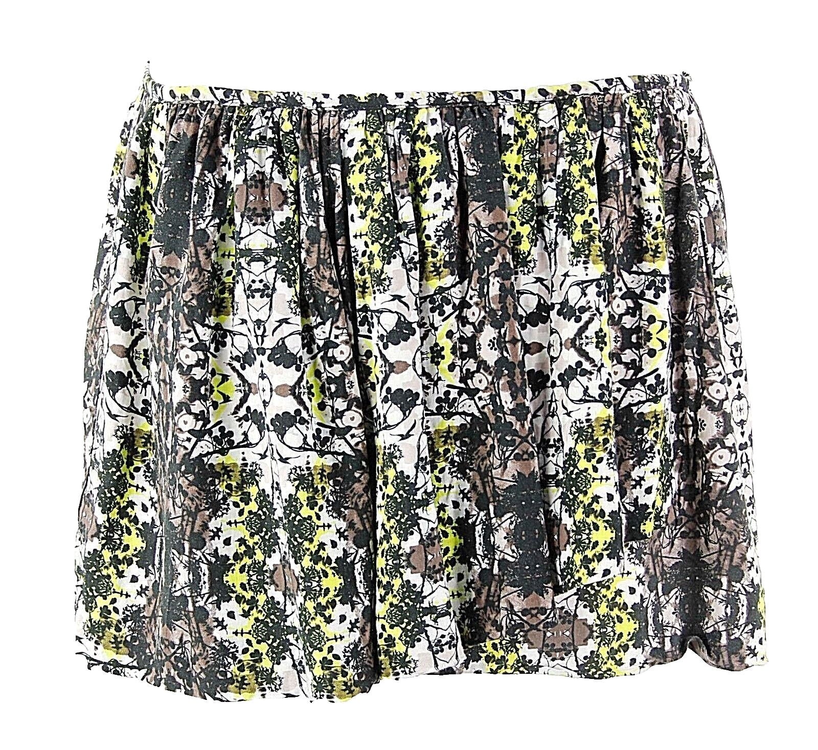 Princess Vera Wang Sz 13 Black White Lime Brown Rayon Gathered Wrap Skirt