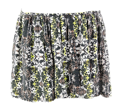 Princess Vera Wang Sz 13 Black White Lime Brown Rayon Gathered Wrap Skirt
