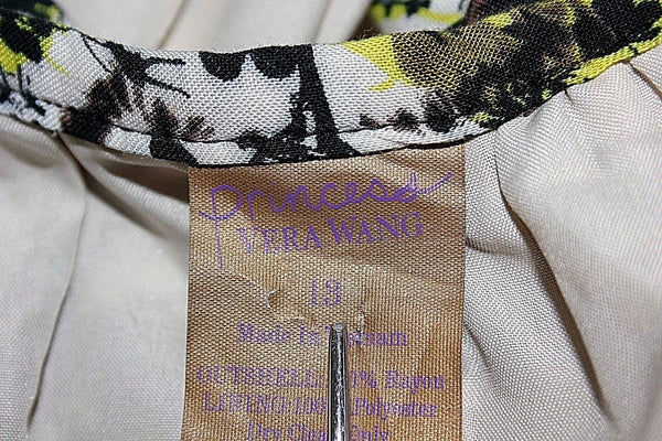 Princess Vera Wang Sz 13 Black White Lime Brown Rayon Gathered Wrap Skirt