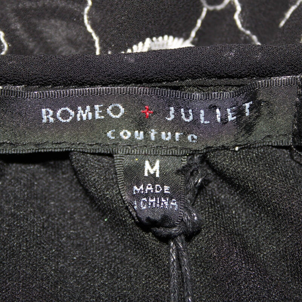 Romeo Juliet NEW $175 Sz M Black White Embroidered Cold Shoulder Poly Dress
