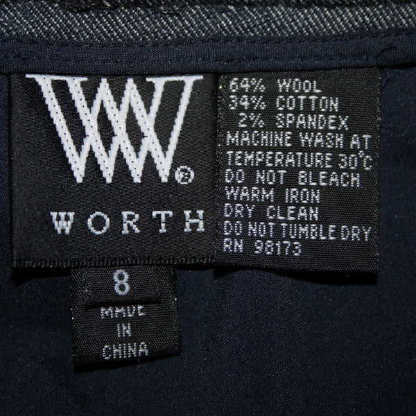 Worth Sz 8 x 30.5 Navy Black Lined Wool Cotton Spandex Pant